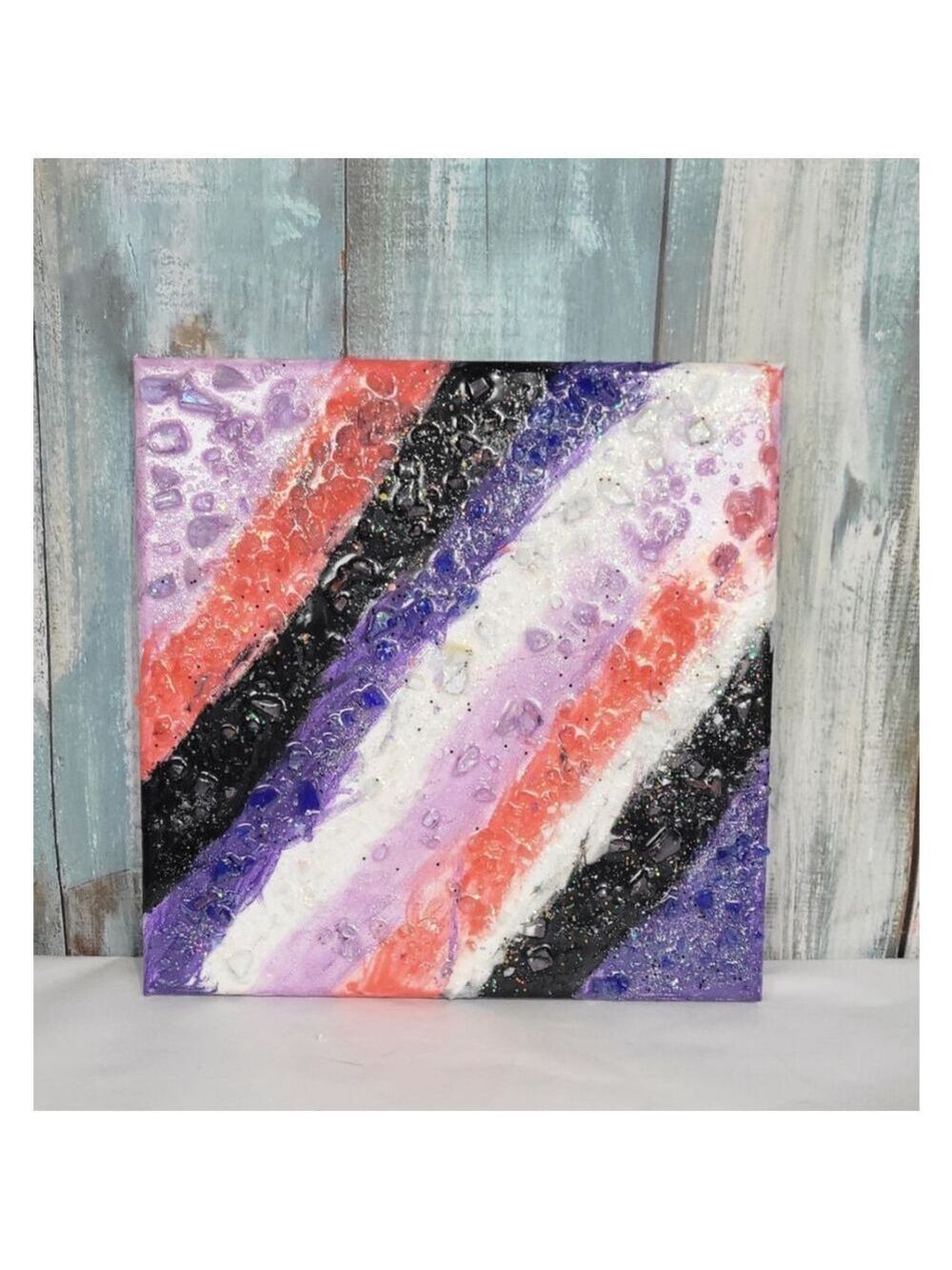 8x8 Canvas Resin Geode Painting Handcrafted